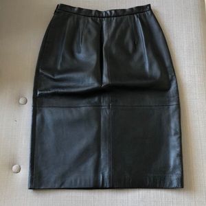 Leather knee length, high waist, skirt